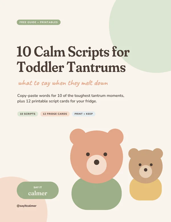Cover of the free guide: 10 Calm Scripts for Toddler Tantrums